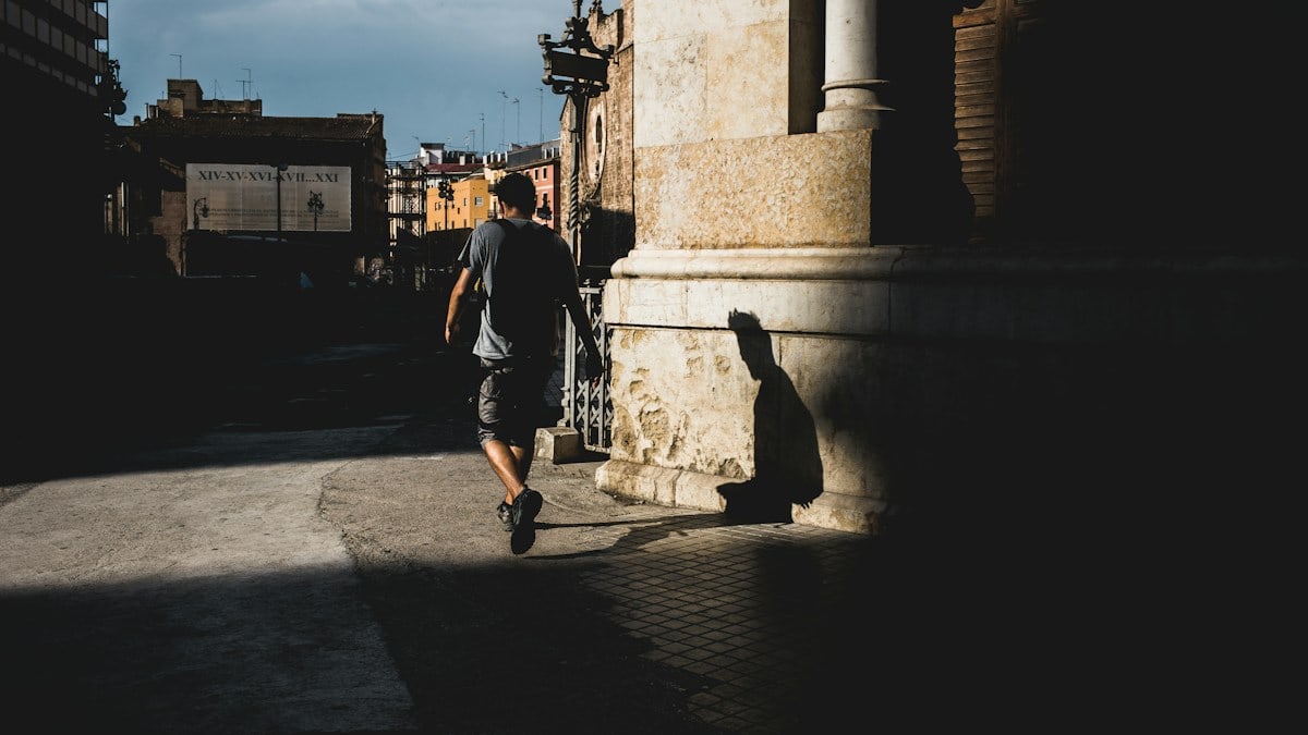 unknown person walking outdoors